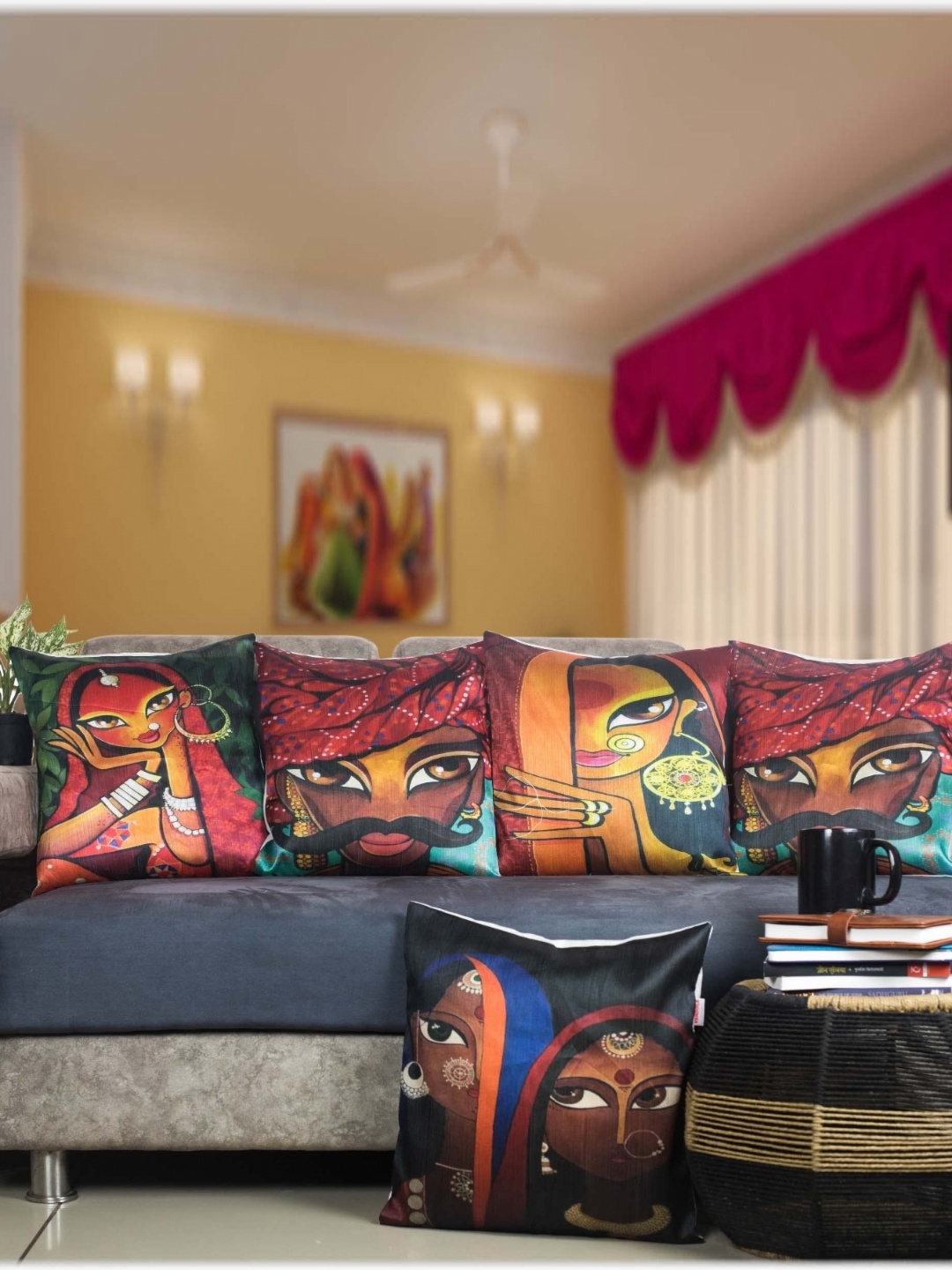

Vendola Red & Brown 5 Pieces Self Design Satin Square Cushion Covers