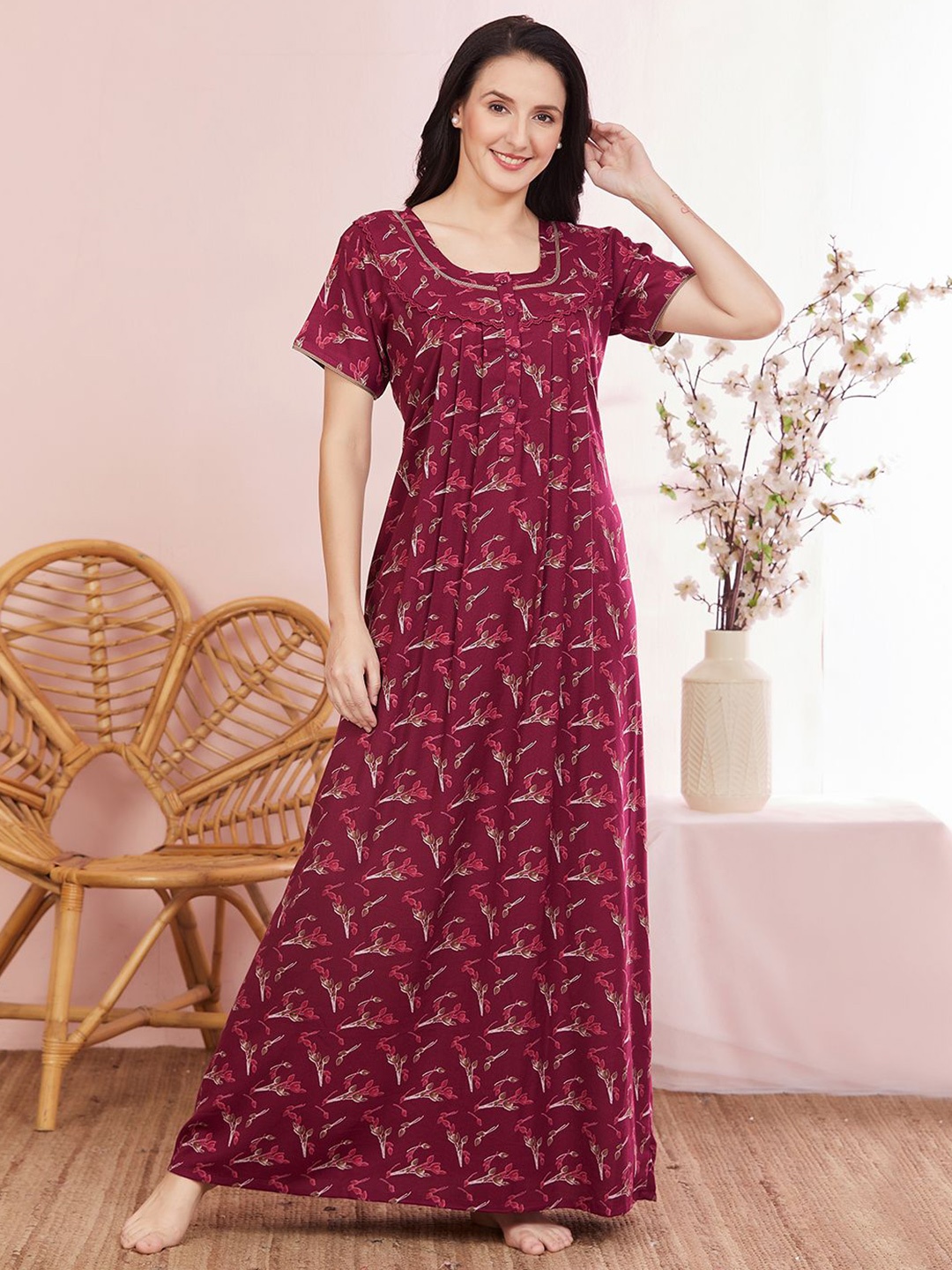 

Sand Dune Printed Maxi Nightdress, Magenta