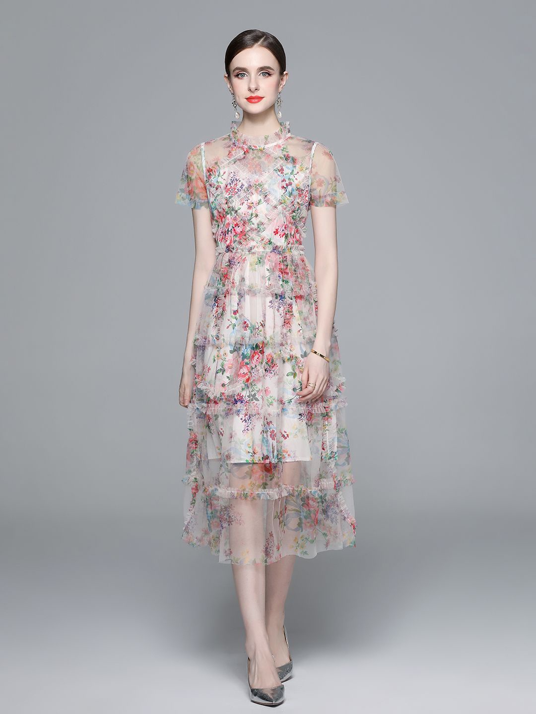 

JC Collection Women's Floral Print Fit & Flare Midi Dress, Pink