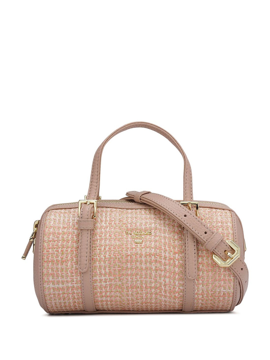 

Da Milano Women Textured Leather Bowling Sling Bag, Pink