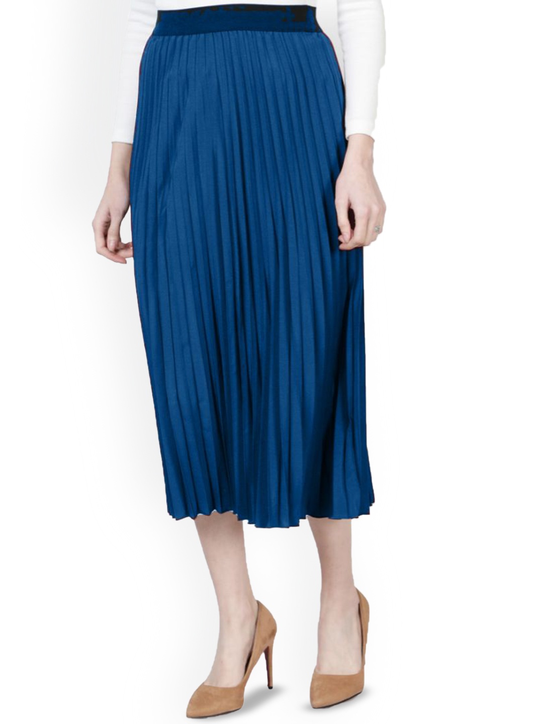 

Vastani Enterprise Pleated Flared Midi Skirts, Blue