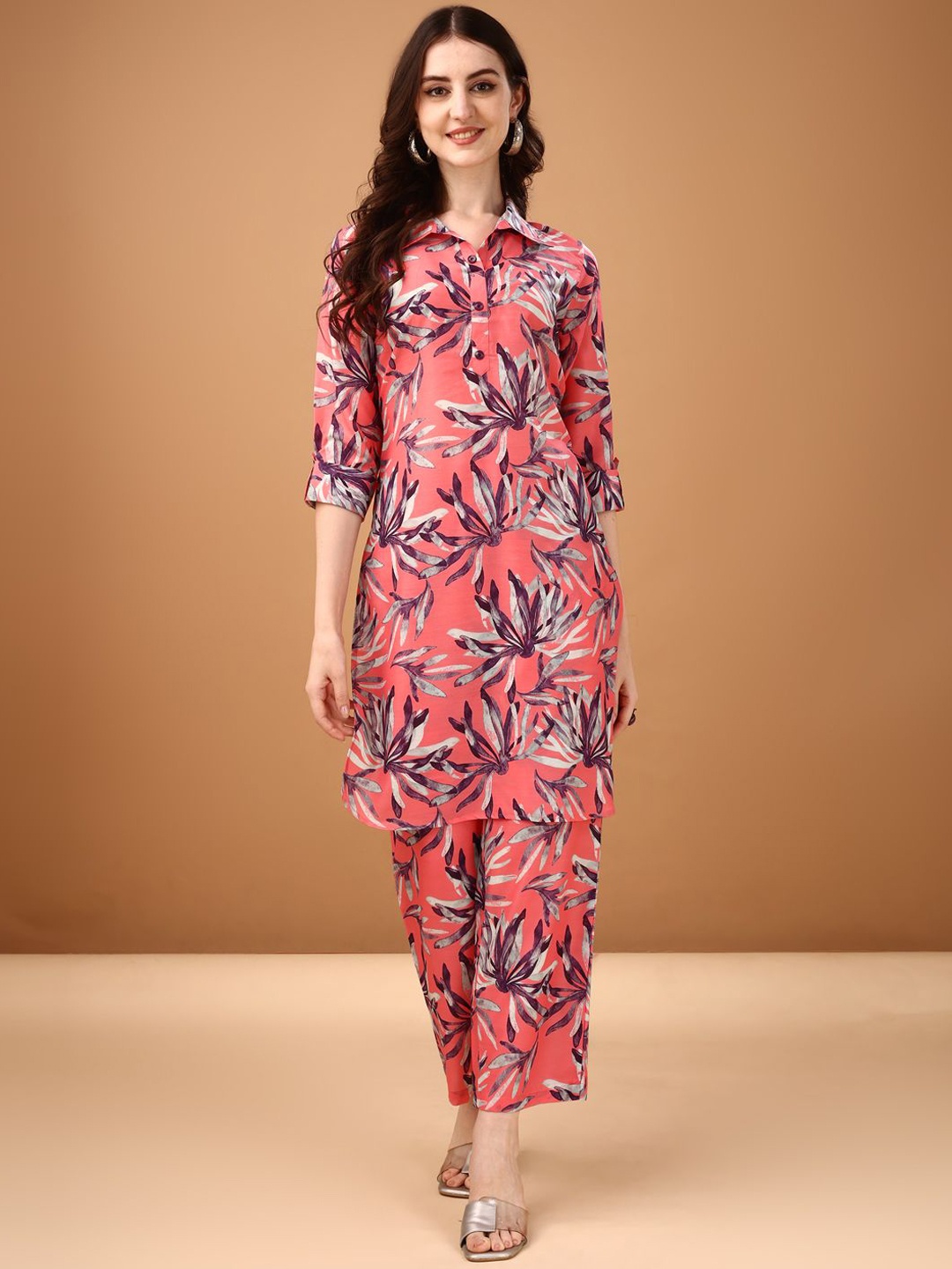 

Anouk Printed Tunic & Palazzos, Peach