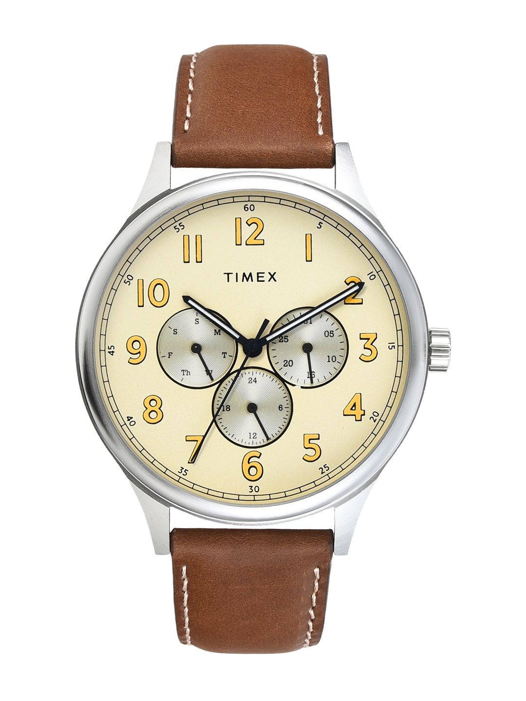 

Timex Men Leather Straps Analogue Multi Function Watch - TWEG184SMU19, Beige