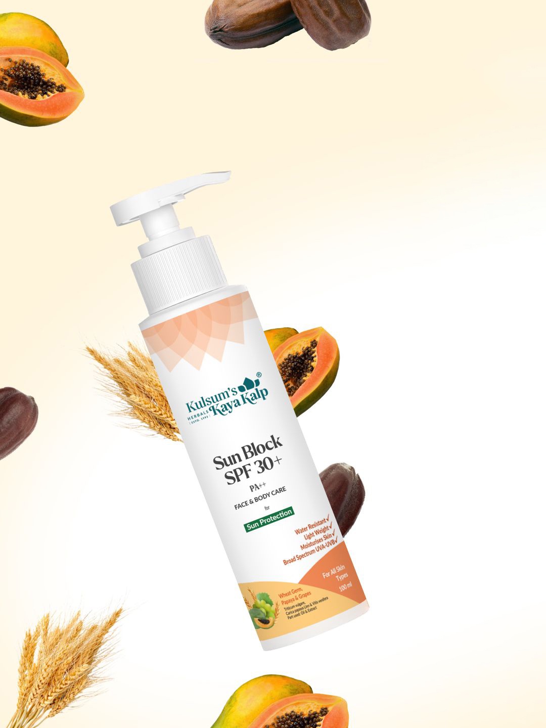 

Kulsum's Kaya Kalp Sun Block SPF 30+ With Wheat germ Oil - 100 ml, White