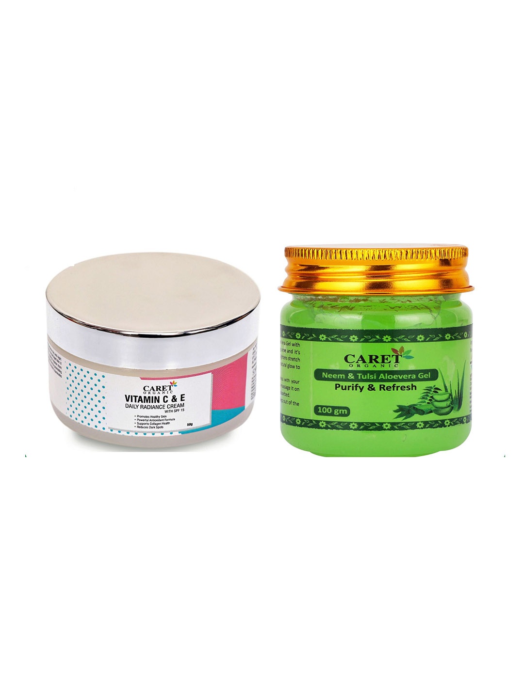 

CARET ORGANIC Vitamin C & E Daily Radiance Cream With Neem, Tulsi & Aloe Vera Gel 100 g, White