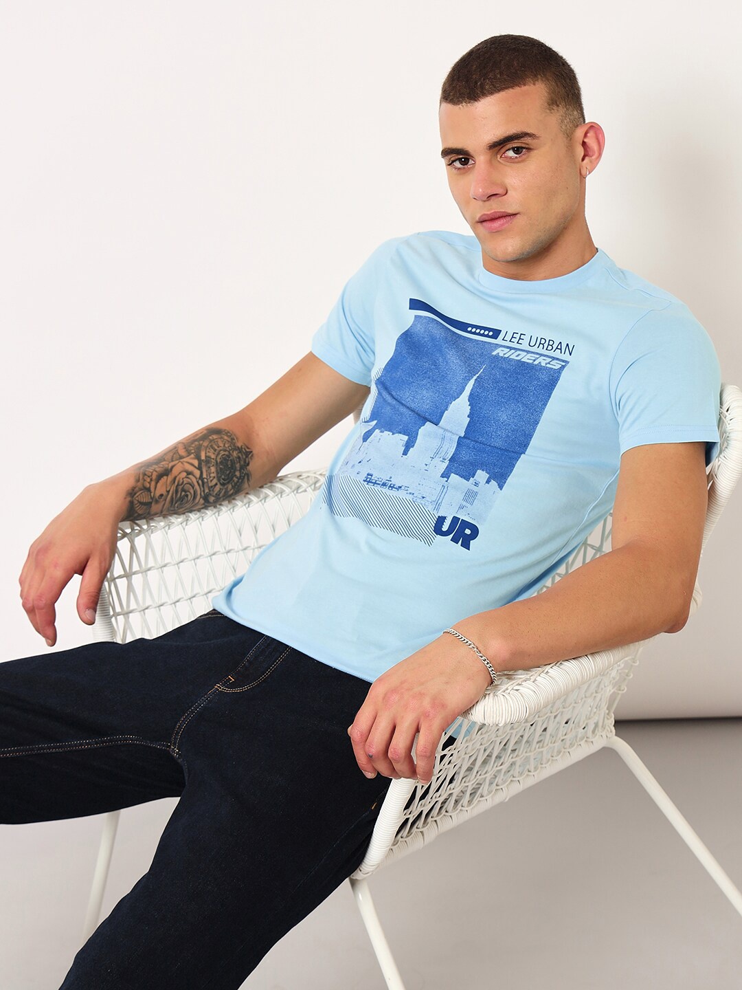 

Lee Graphic Printed Pure Cotton Slim Fit T-shirt, Blue