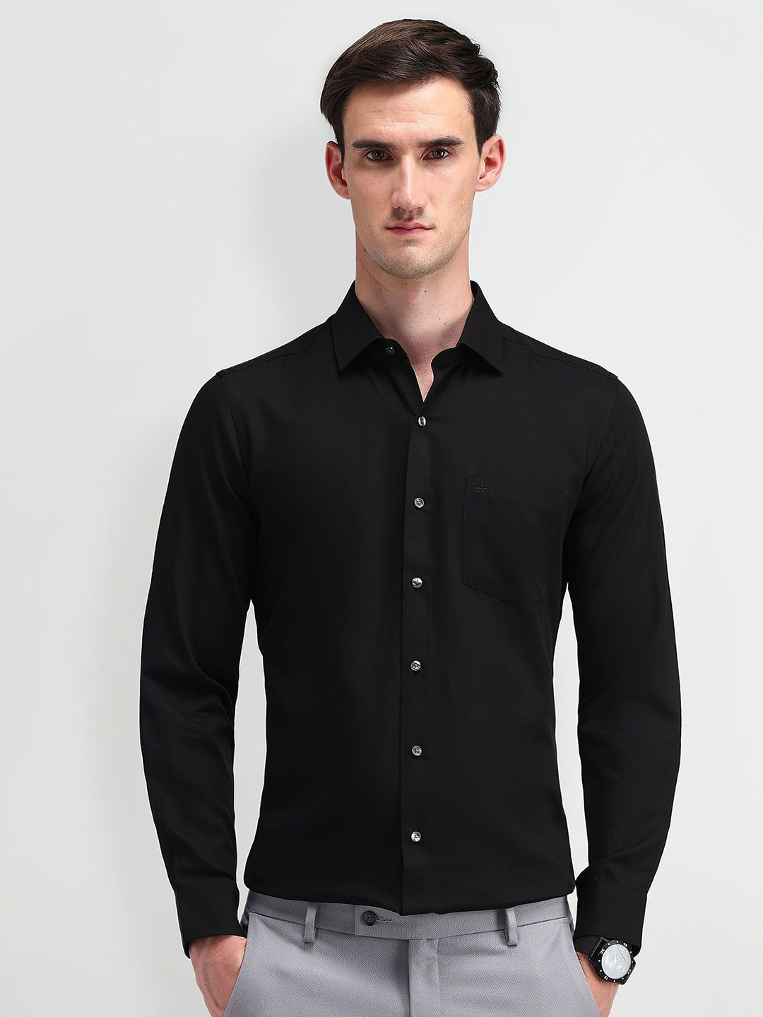 

Arrow Men Modern Slim Fit Opaque Formal Shirt, Black