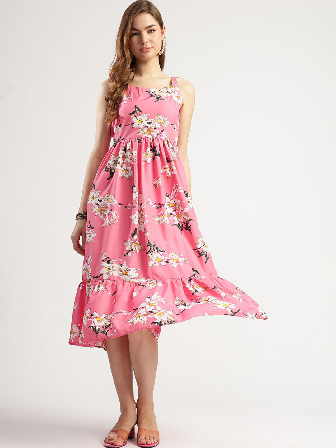 

Louis Bayrad Print Crepe Fit & Flare Dress, Pink