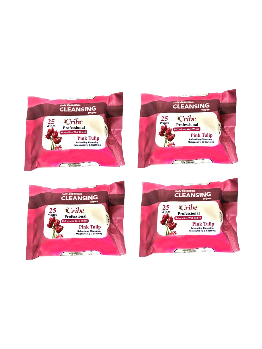 

CRIBE Set Of 8 Pink Tulip Facial Wipes & Lime Fresh Facial Wipes- 25 Pcs Each, Multi