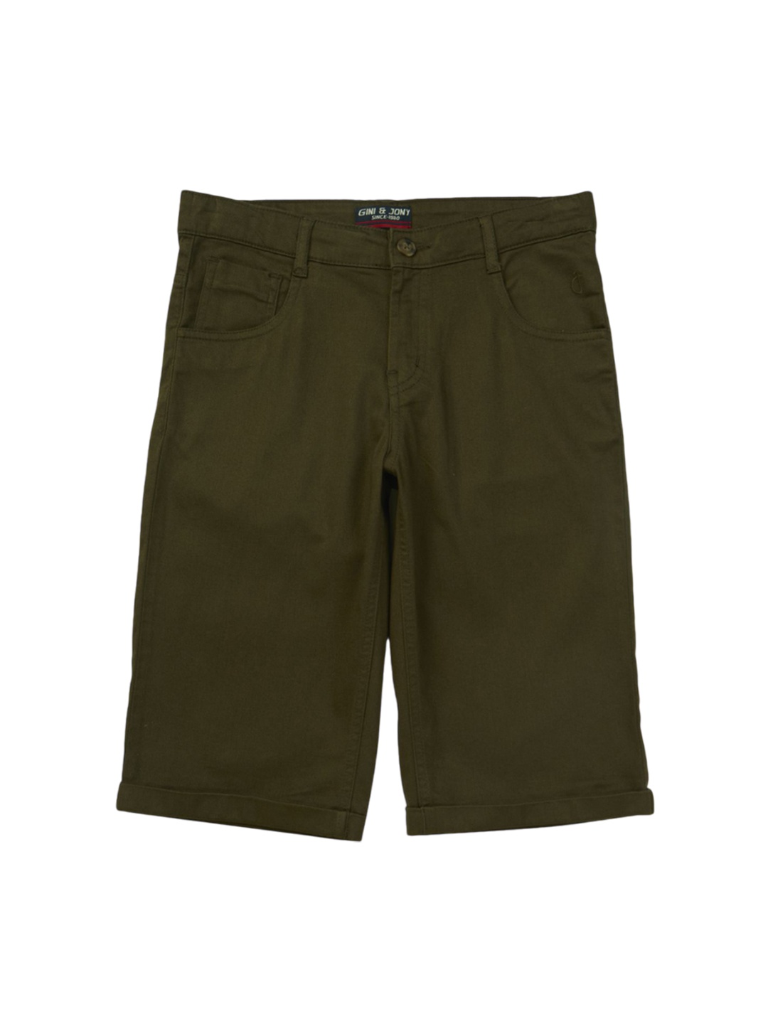 

Gini and Jony Boys Cotton Regular Fit Shorts, Olive