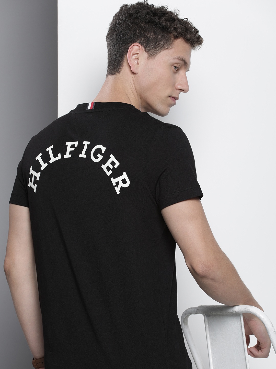 

Tommy Hilfiger Pure Cotton Brand Logo Printed Slim Fit T-shirt, Black