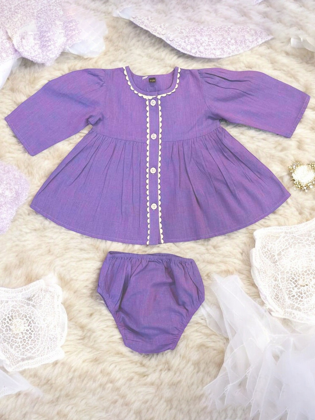 

MUSHKIYA Girls Cotton Fit and Flare Dress, Lavender