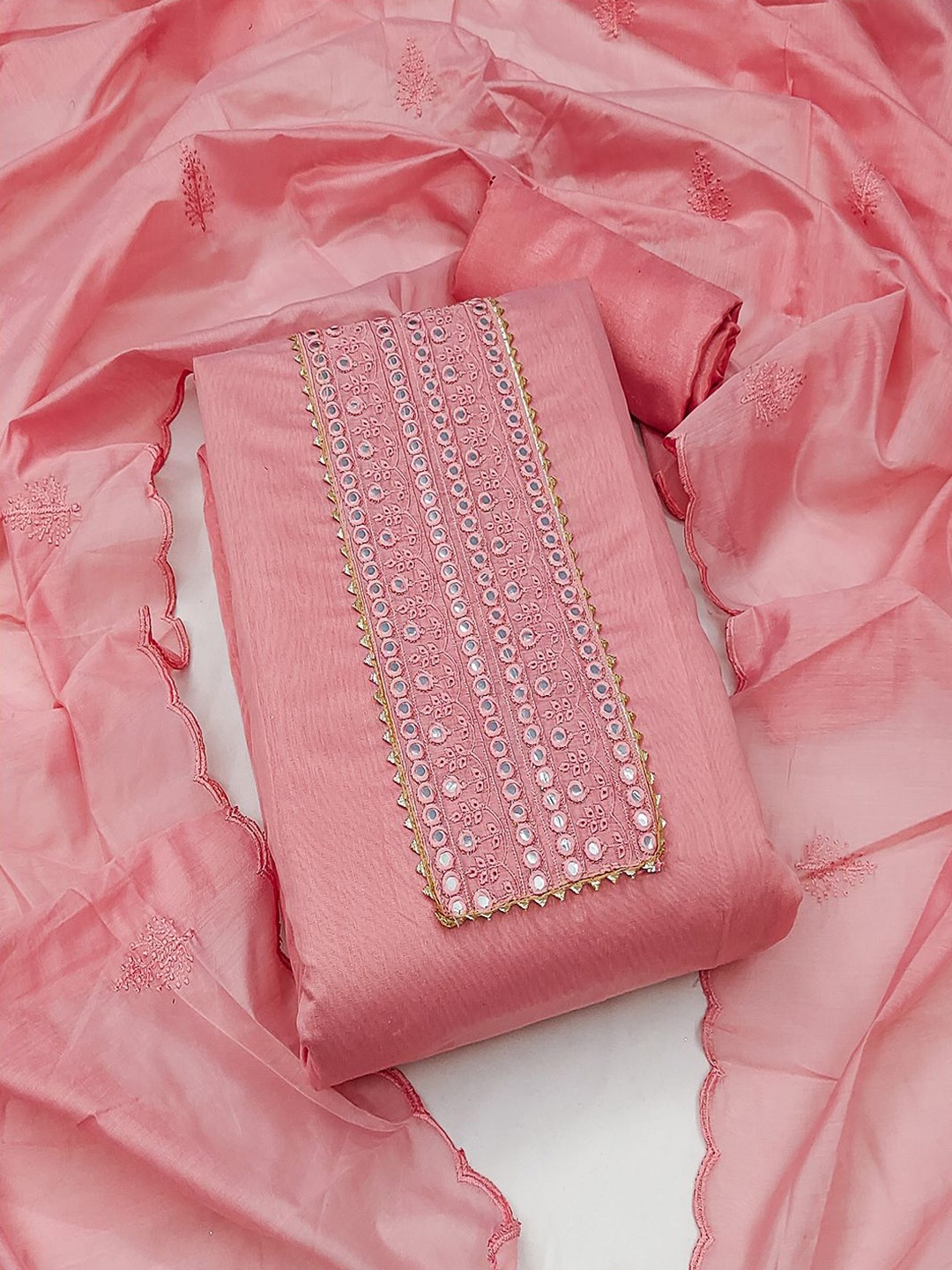 

MISS VERVE Unstitched Dress Material, Pink