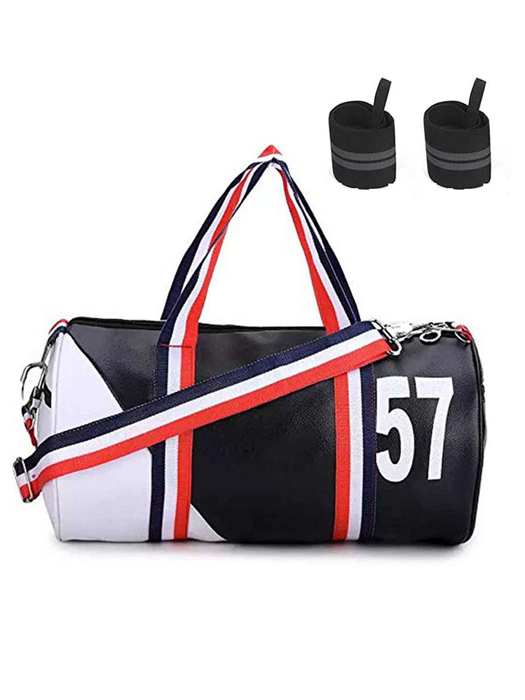 

GROUPERS Printed Medium Foldable Sports or Gym Duffel Bag with Wrist Band, Black
