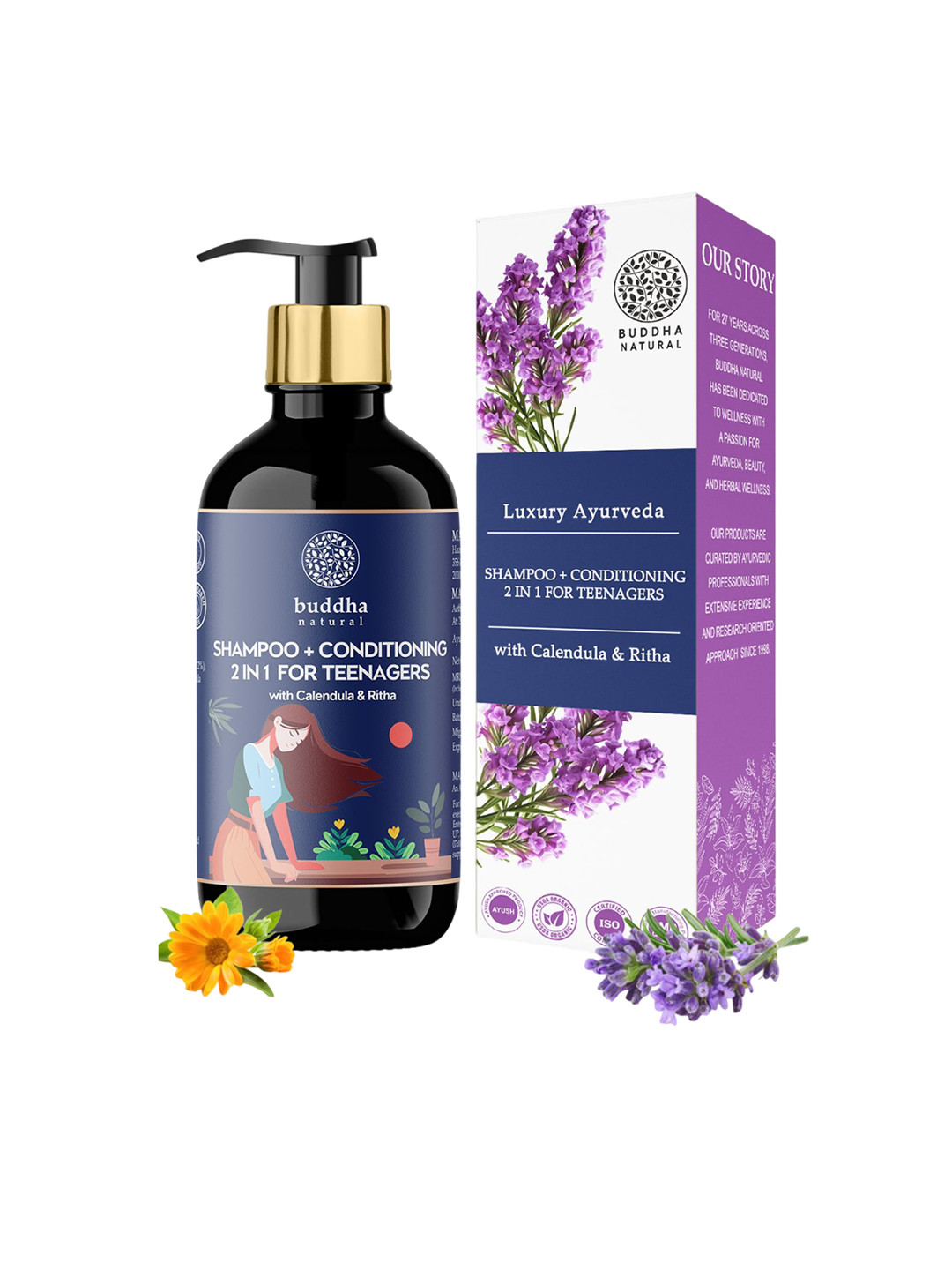 

BUDDHA NATURAL Luxury Ayurvedha 2 In 1 Shampoo + Conditioner - 200 ml, Gold