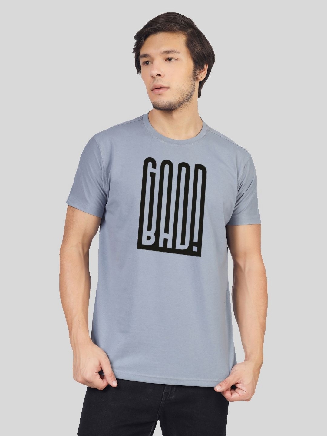 

Greylongg Men Graphic Printed Round Neck Cotton T-shirt, Grey