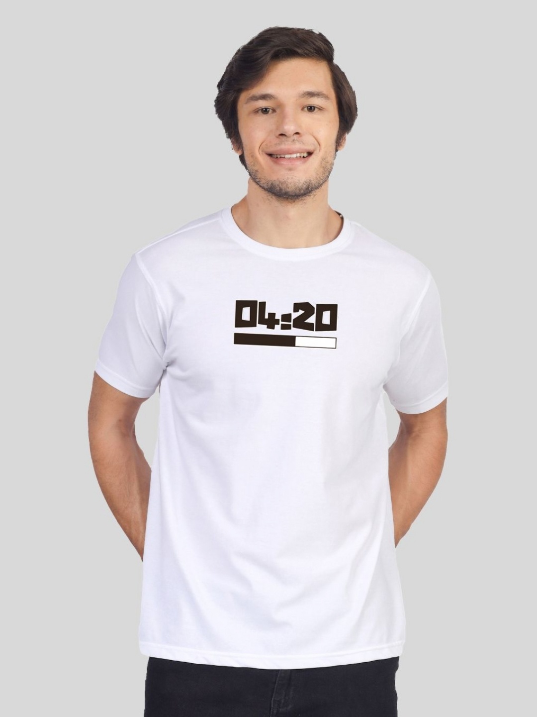 

Greylongg Men Graphic Printed Round Neck Cotton T-shirt, White