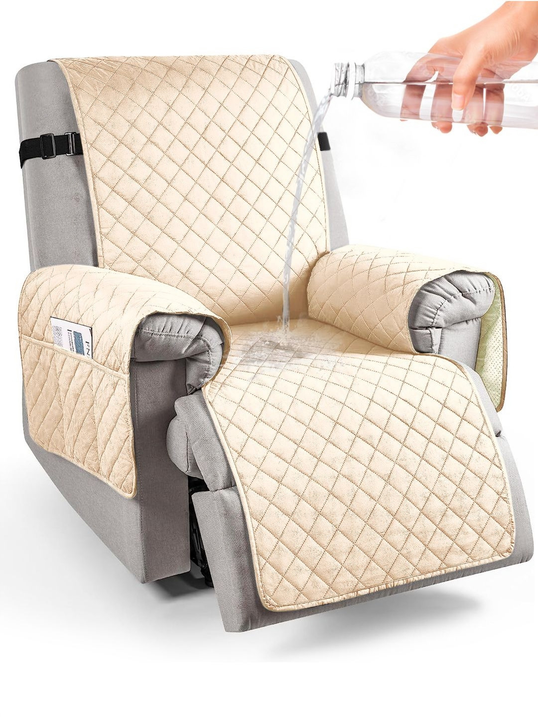 

HOKIPO Cream-Coloured Self Design Sofa Cover With Arms