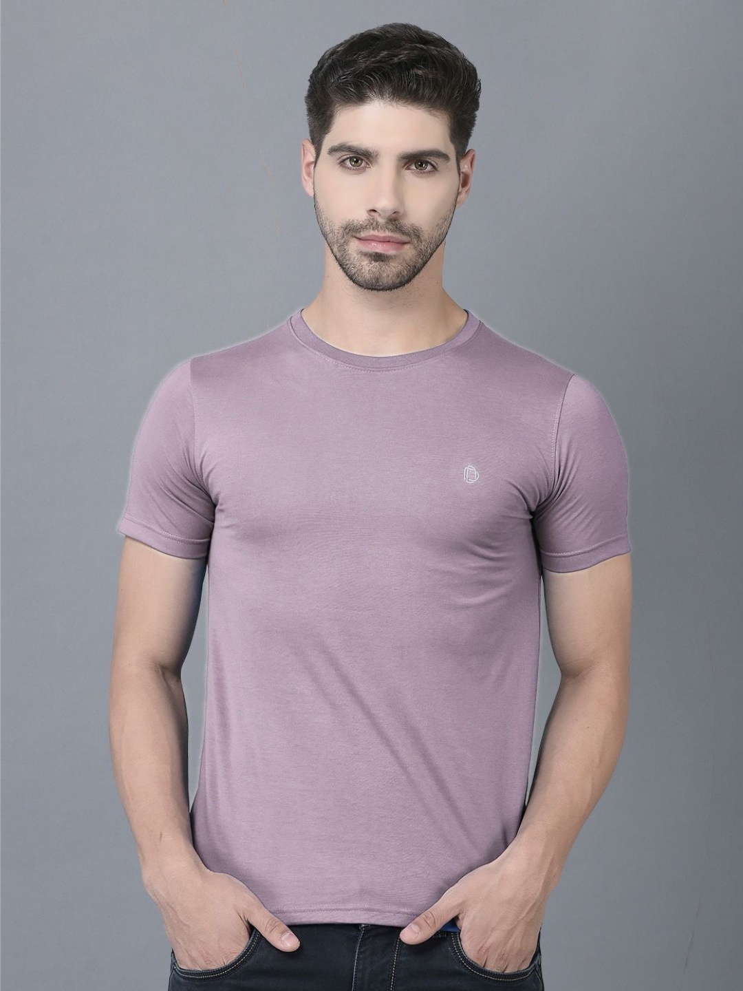 

Dollar Men Round Neck Cotton T-shirt, Mauve