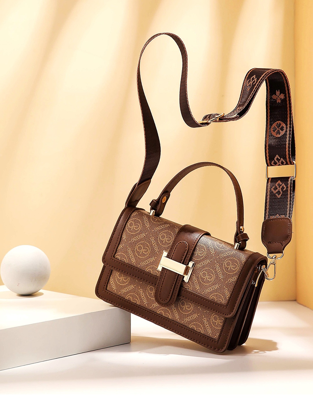 

Diva Dale Women Textured PU Shopper Sling Bag, Brown