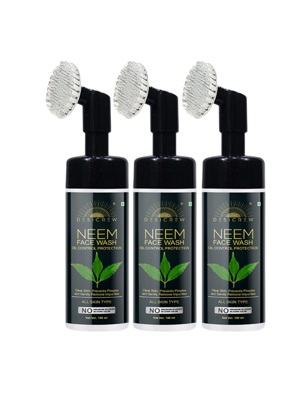 

Desi Crew Set Of 3 Neem Face Wash For Oil Control Protection - 100 ml Each, Transparent