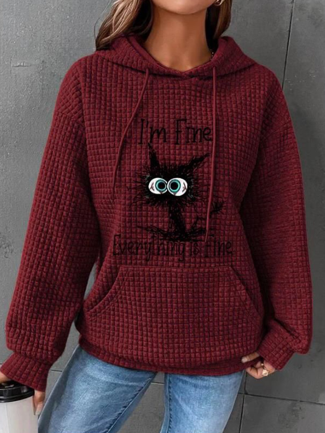 

StyleCast Women Printed Hooded Sweatshirt, Maroon