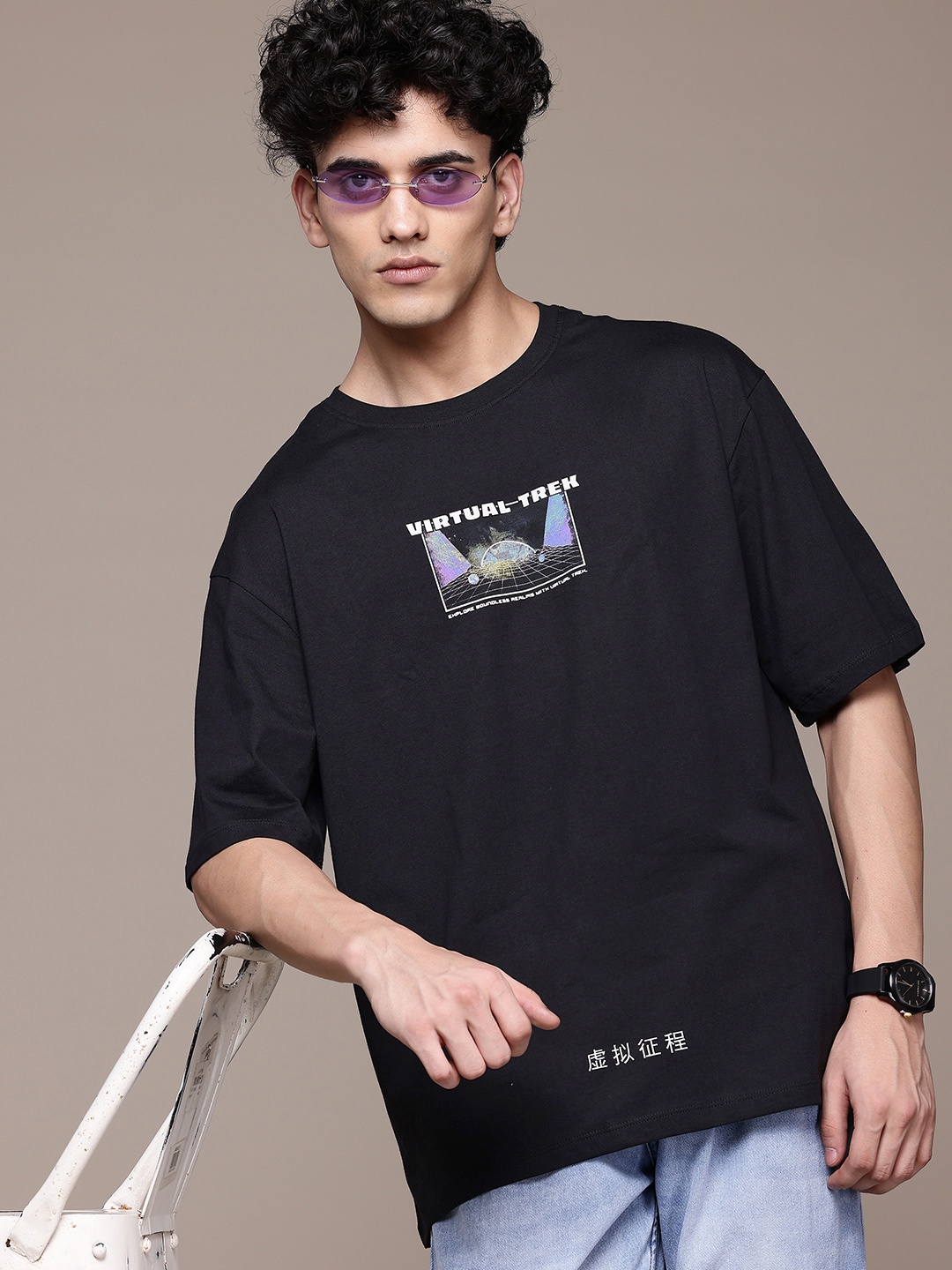 

Roadster Graphic Printed Relaxed Fit Pure Cotton T-shirt, Black