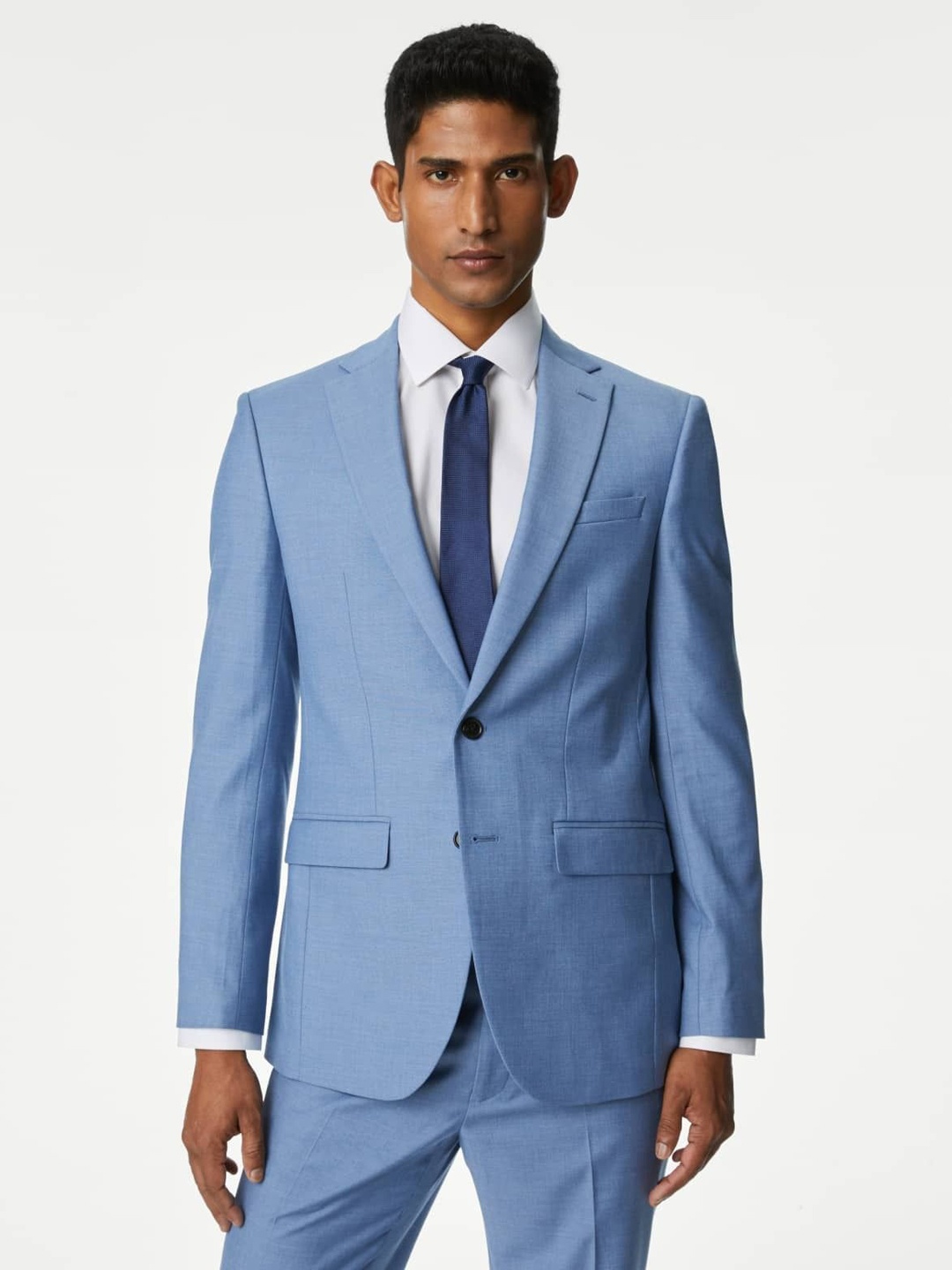 

Marks & Spencer Slim-Fit Notched Lapel Single Breasted Blazer, Blue