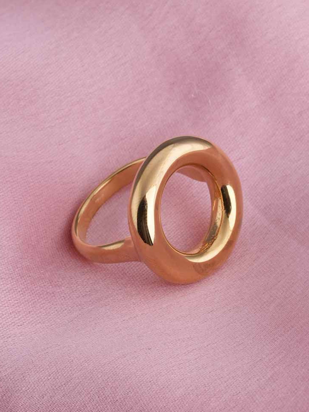 

PALMONAS Gold-Plated Stainless Steel Modern Linked Finger Ring