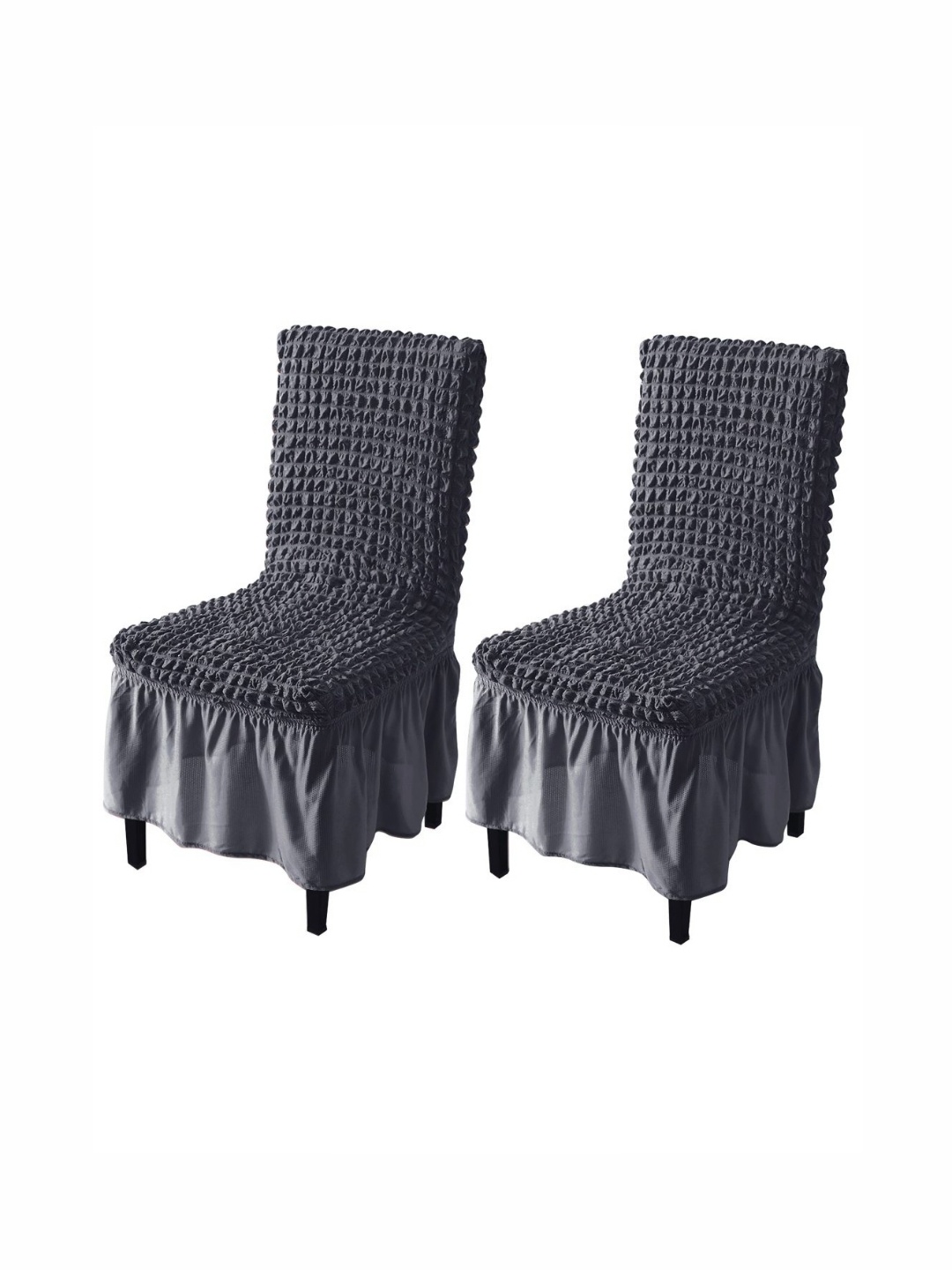 

HOKIPO Grey 2 Pieces Stretchable Bubble Frill Chair Covers