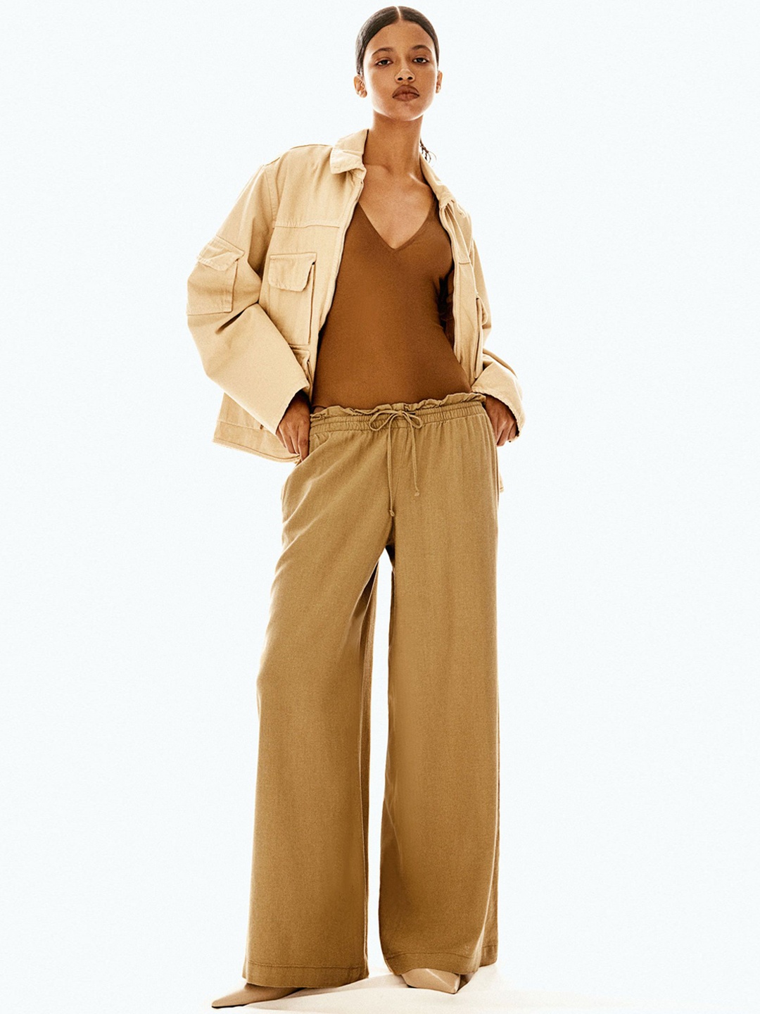 

H&M Women Pull On Trousers, Beige