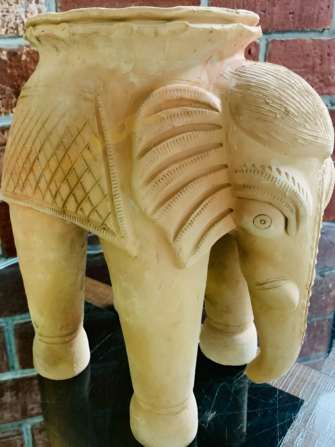 

Swadeh Warrior Elephant Clay Planter, Brown