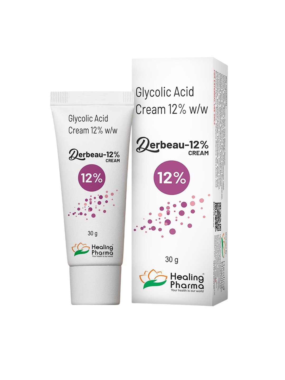 

Healing Pharma Derbeau Glycolic Acid Cream 12% W/W- 30g, White