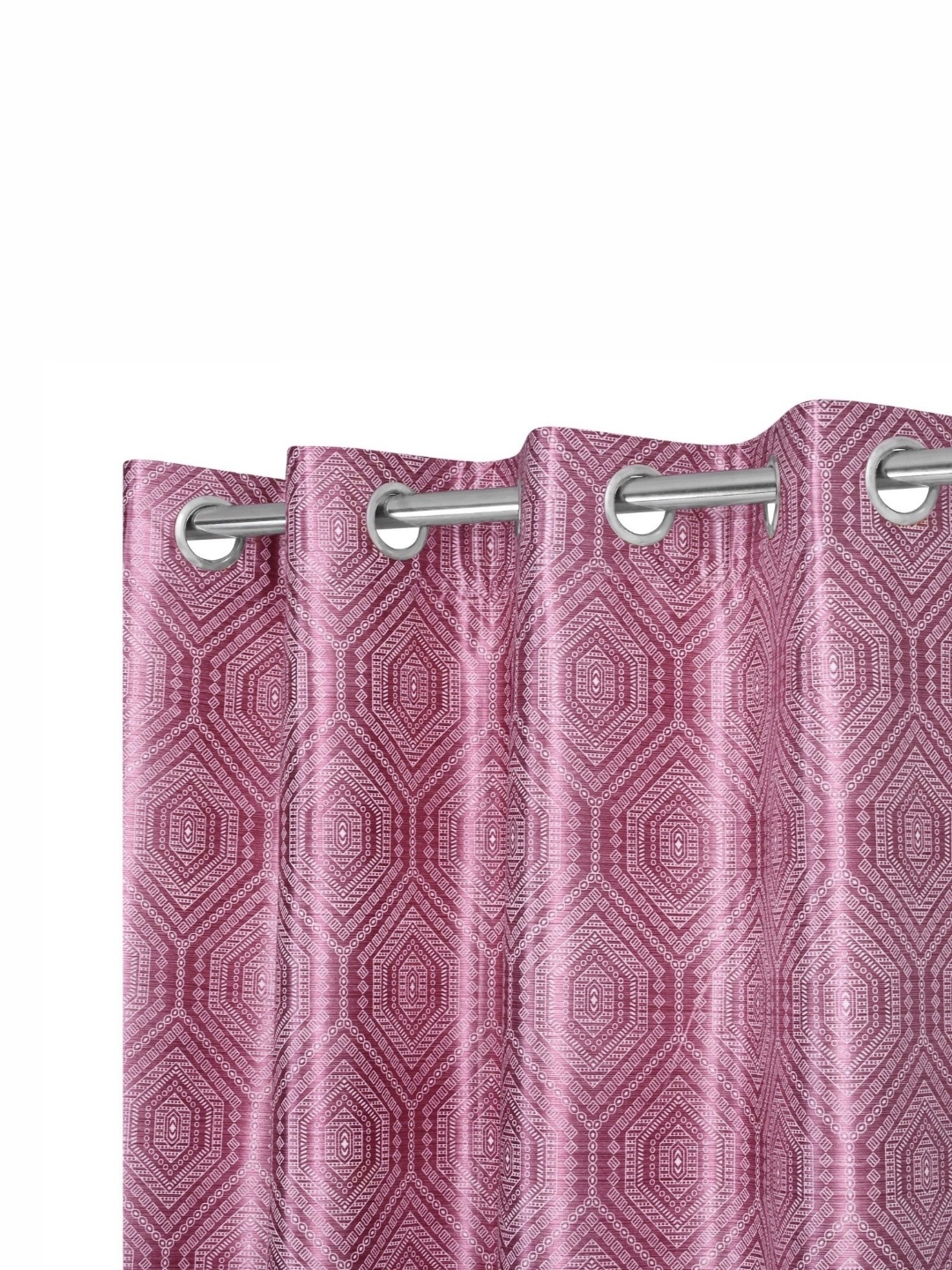 

REYANSH DECOR Pink & White 2 Pieces Geometric Printed Room Darkening Window Curtains