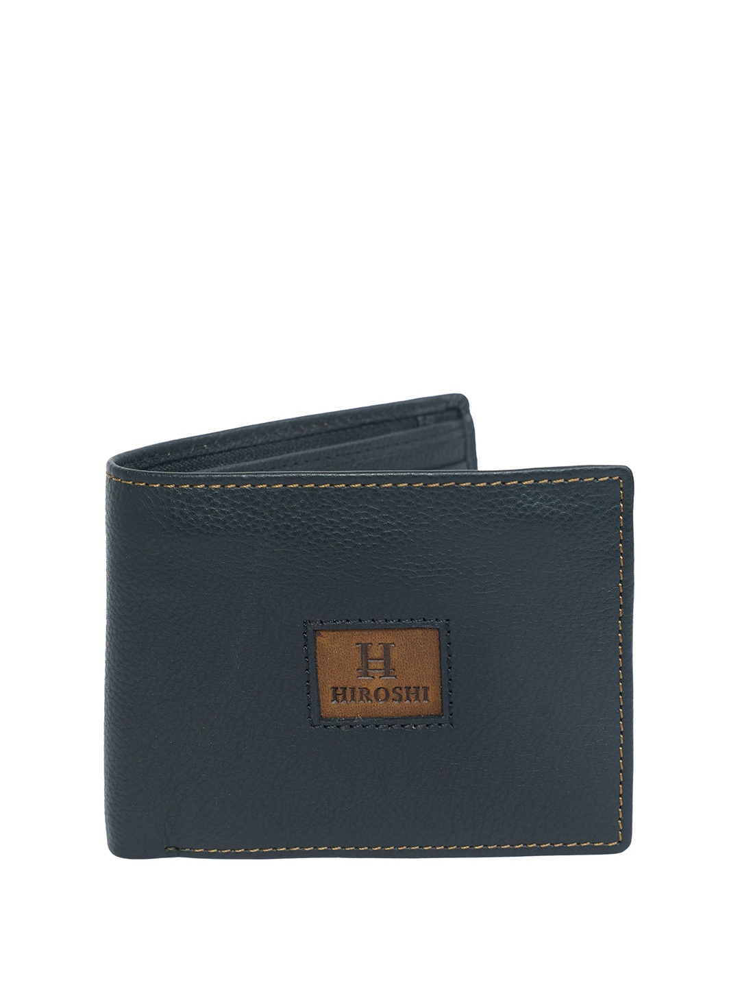 

HIROSHI Men Leather Two Fold Wallet, Black