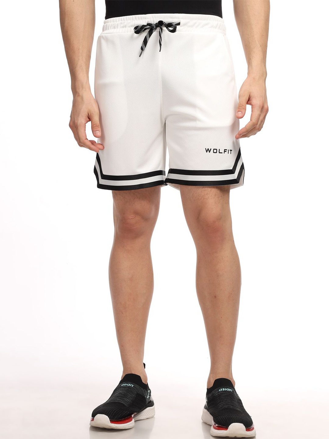 

WOLFIT ATHLEISURE Men Typography Training or Gym Sports Shorts, White