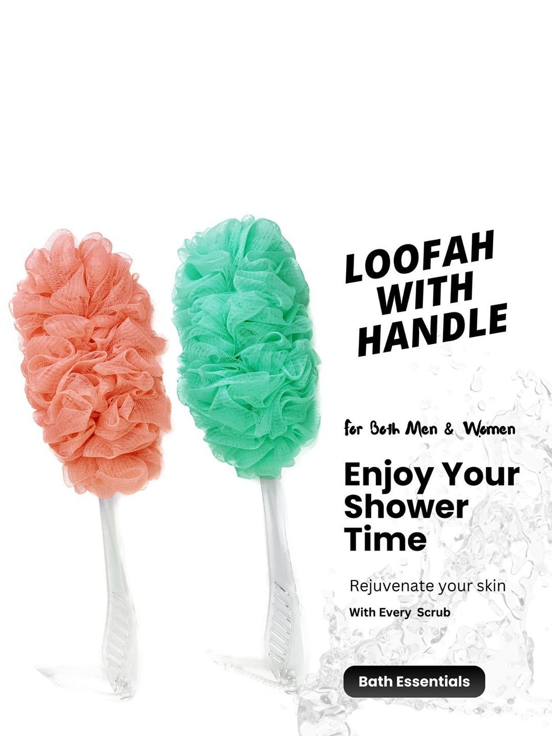 

CareDone Set Of 2 Long Loofah With Handle, Green