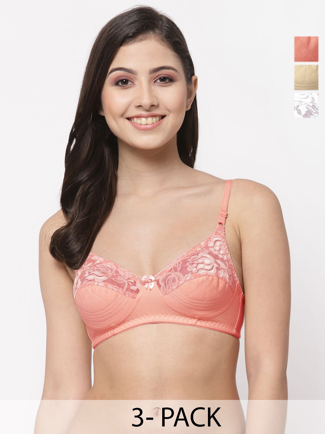 

Docare Floral Bralette Bra Full Coverage, Orange