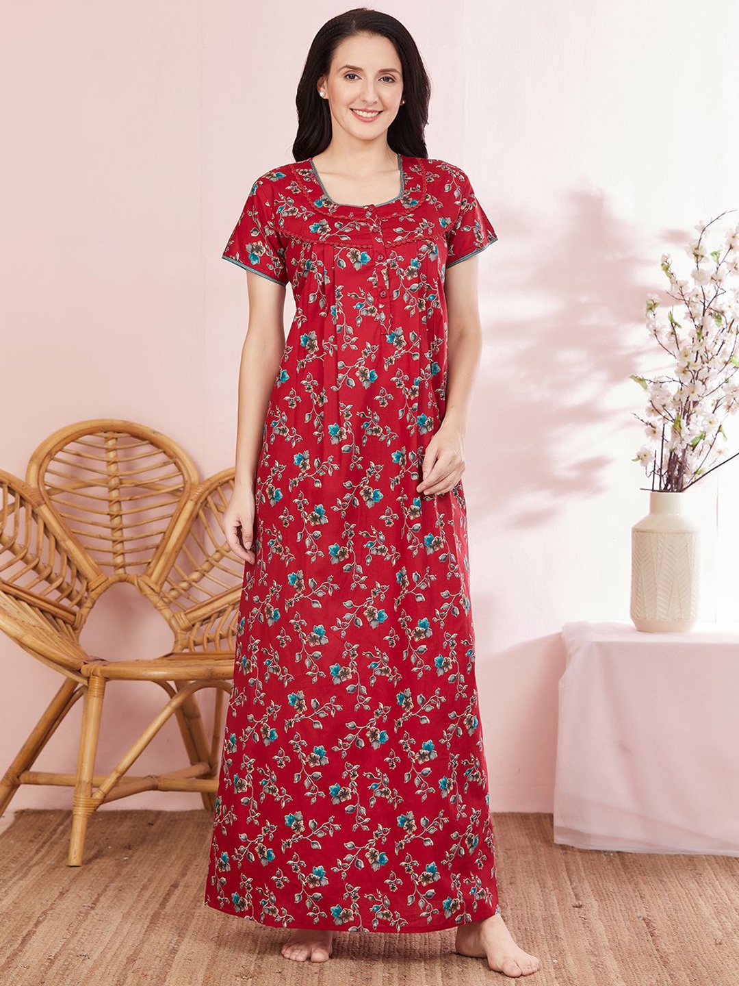 

Sand Dune Printed Maxi Nightdress, Red