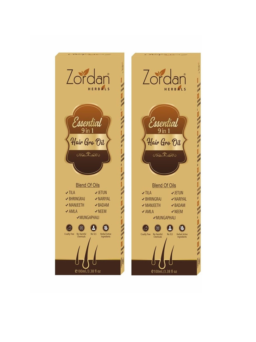 

ZORDAN Set Of 2 Essential 9-In-1 Hair Gro Oil-100ml Each, Brown