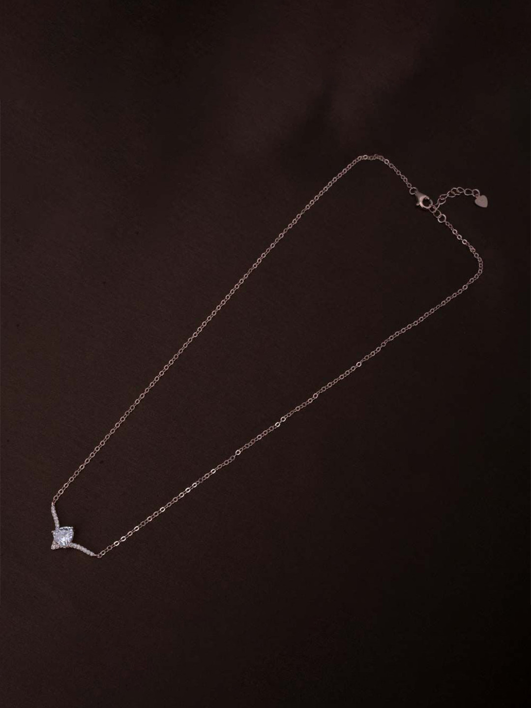 

PALMONAS Gold-Plated Stainless Steel Cubic Zirconia Studded Vow Solitaire Necklace