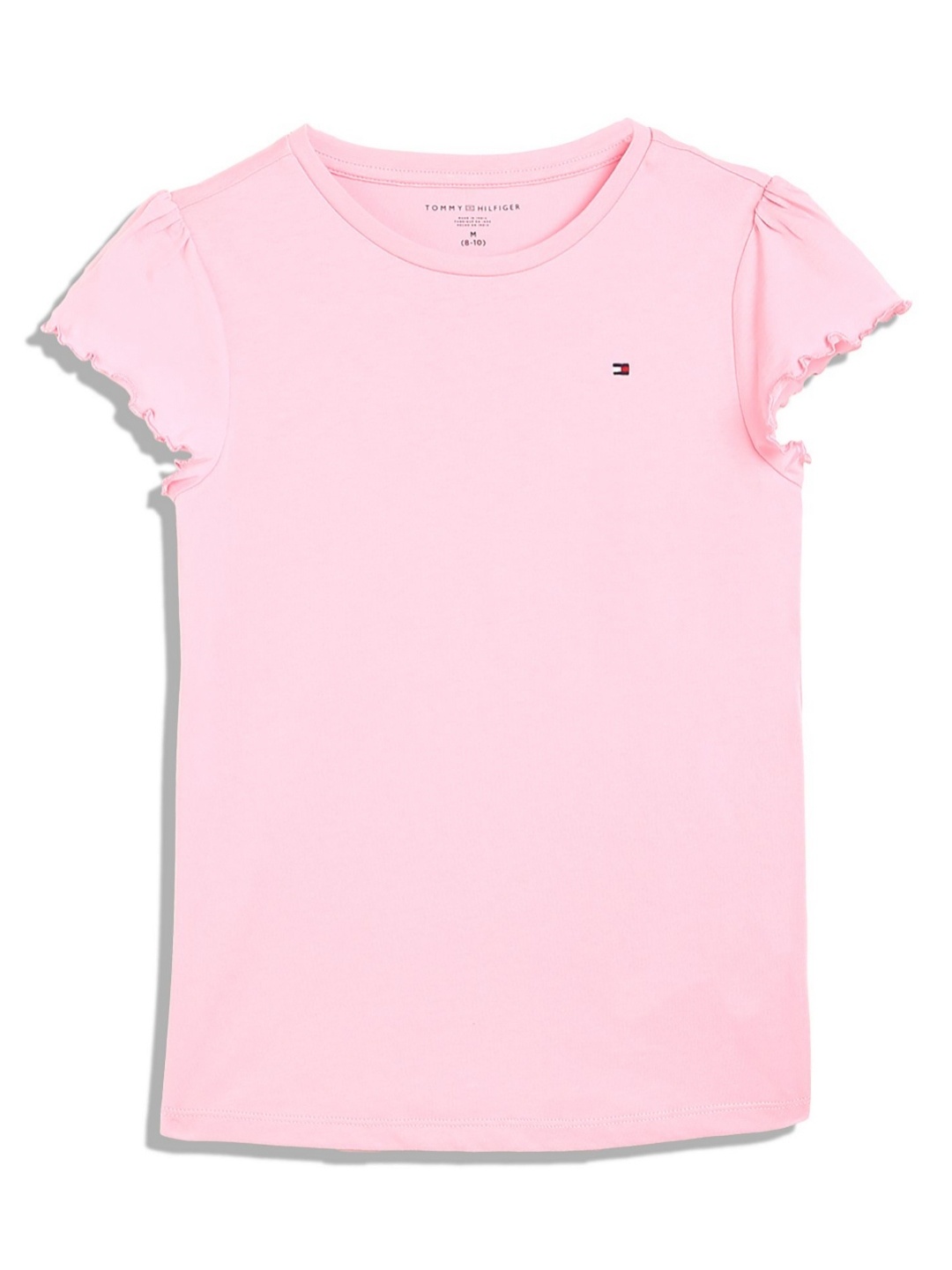 

Tommy Hilfiger Girls Solid Round Neck Cotton T-shirt, Pink