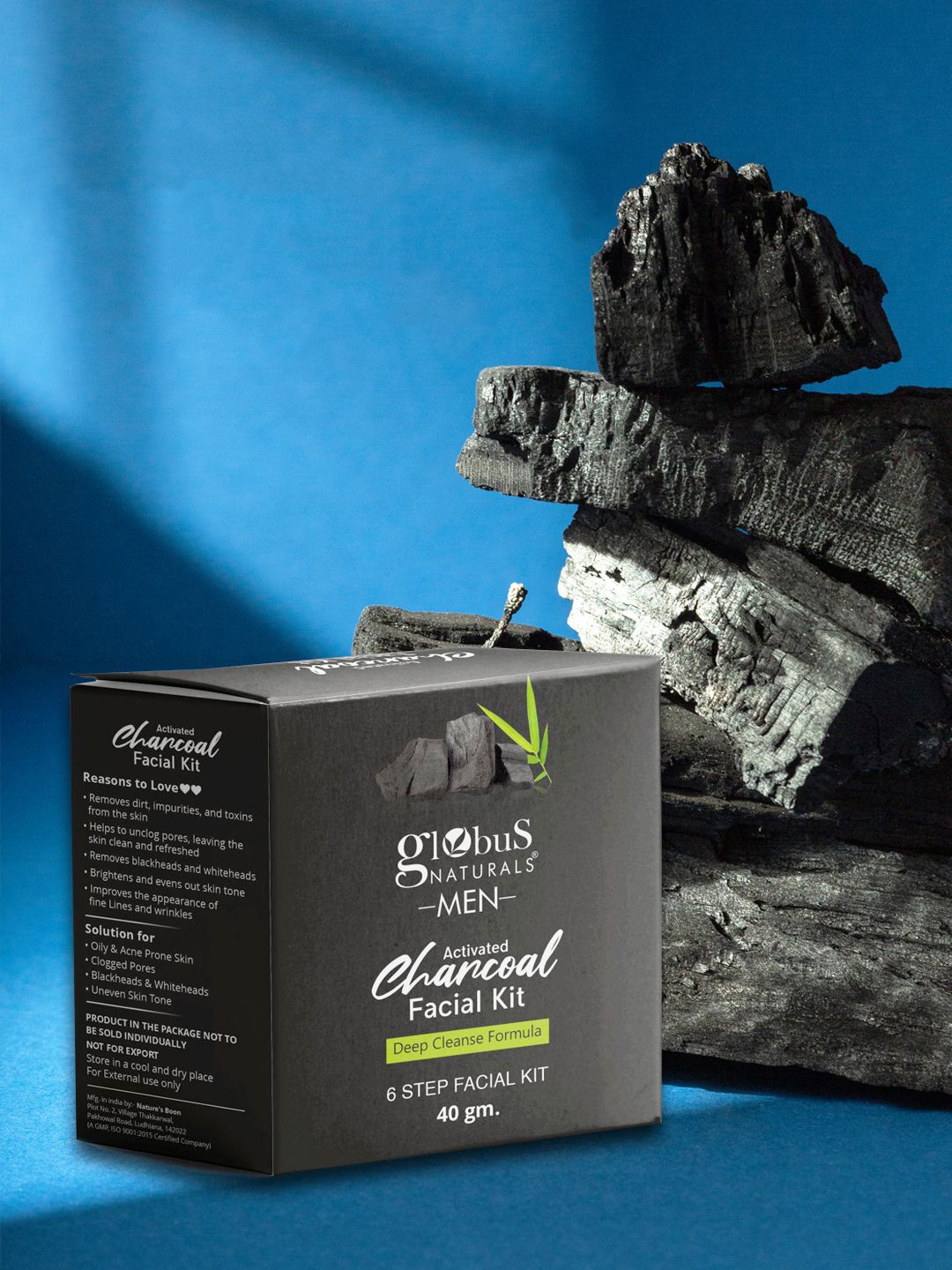 

Globus naturals Anti-Pollution Charcoal 6 Step Facial Kit- 40g, Black