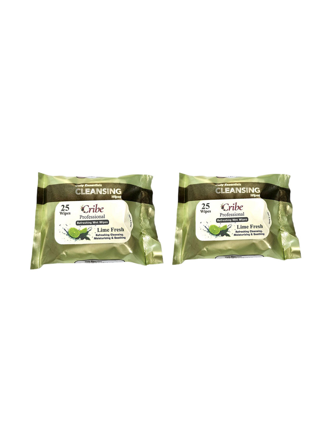 

CRIBE Set Of 4 Rose & Lime Wet Cleansing Wipes With Vitamin C - 25 Wipes Each, Green