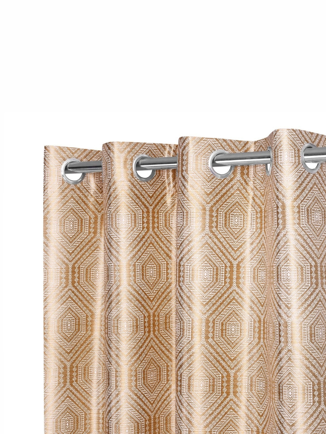 

REYANSH DECOR Gold-Toned & White 2 Pieces Geometric Printed Room Darkening Window Curtains