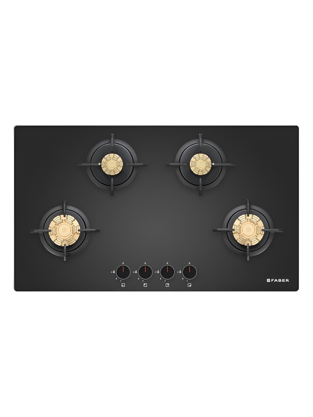 

FABER Black 4 Burner Metal Glass Top Gas Stove