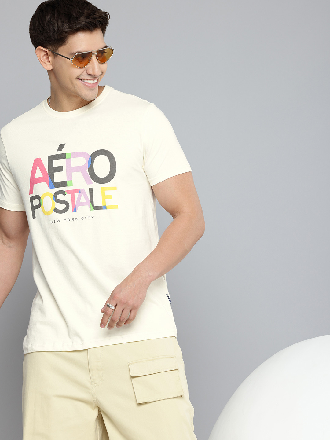 

Aeropostale Brand Logo Printed Pure Cotton T-shirt, Off white