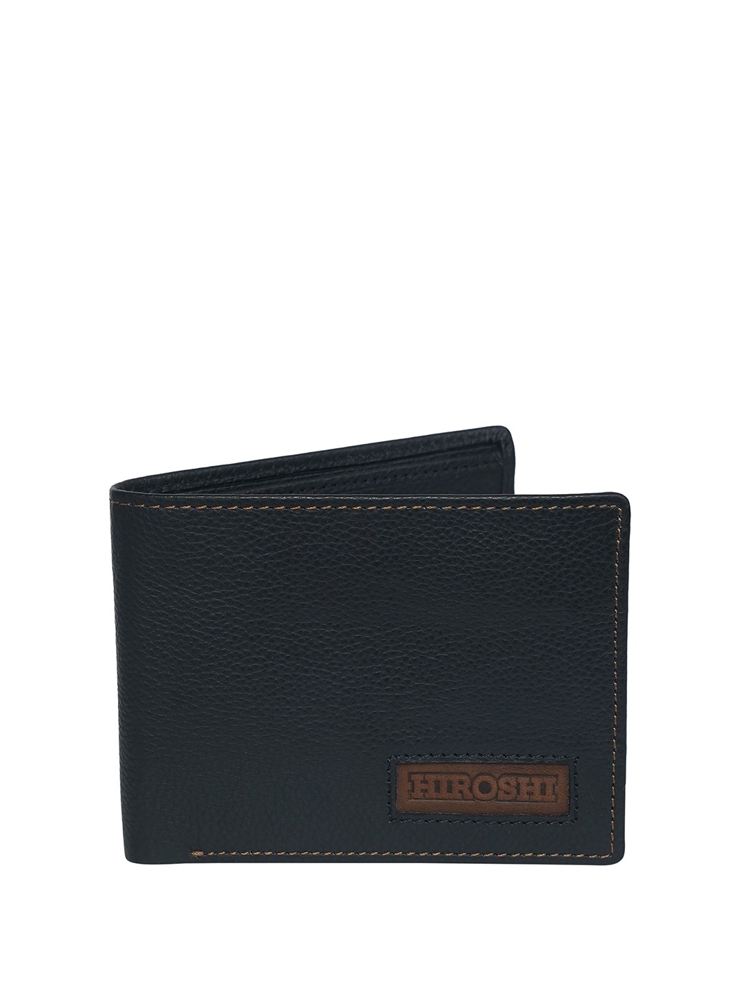 

HIROSHI Men Leather Two Fold Wallet, Black