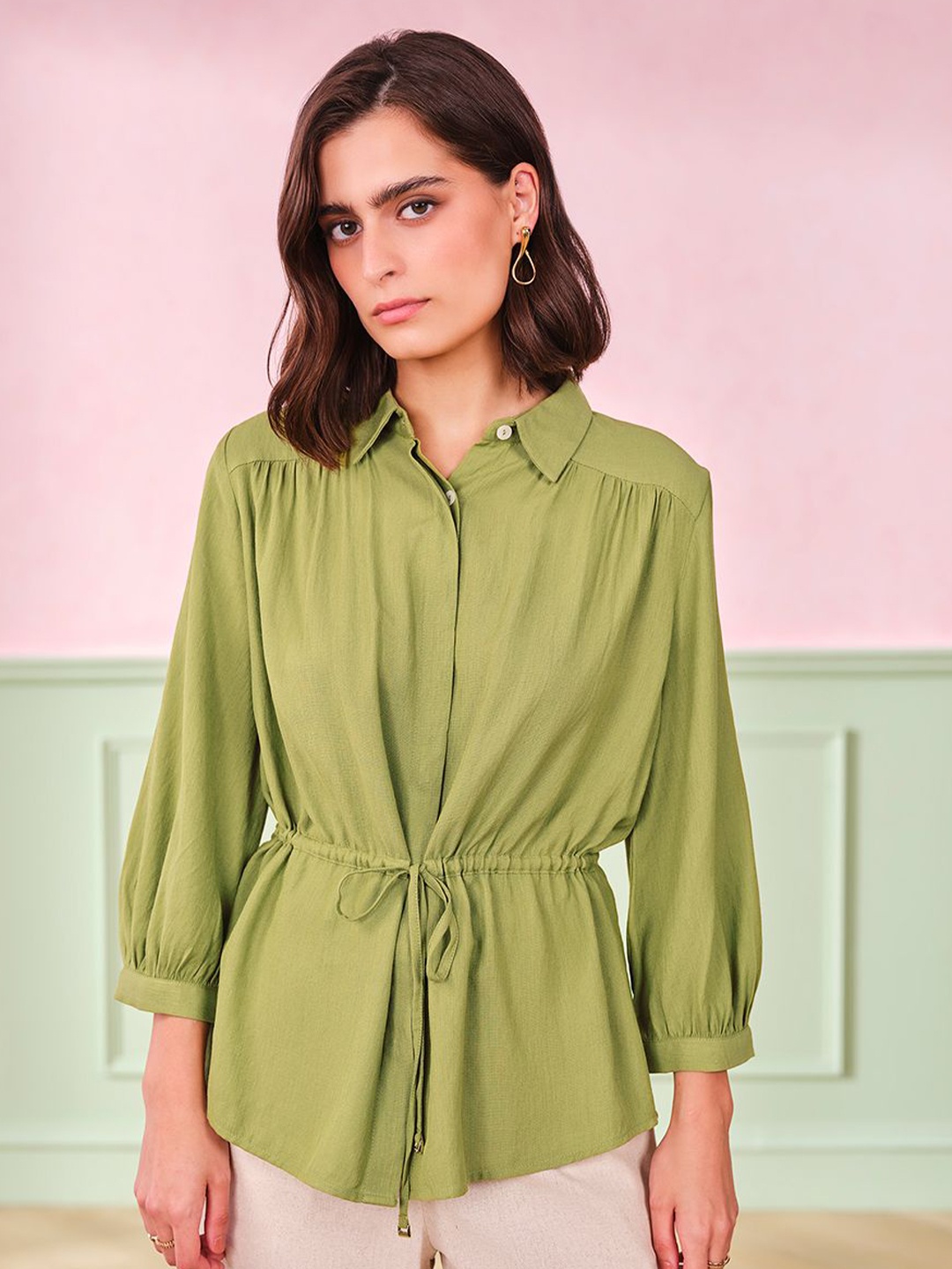 

AND Shirt Style Top, Green