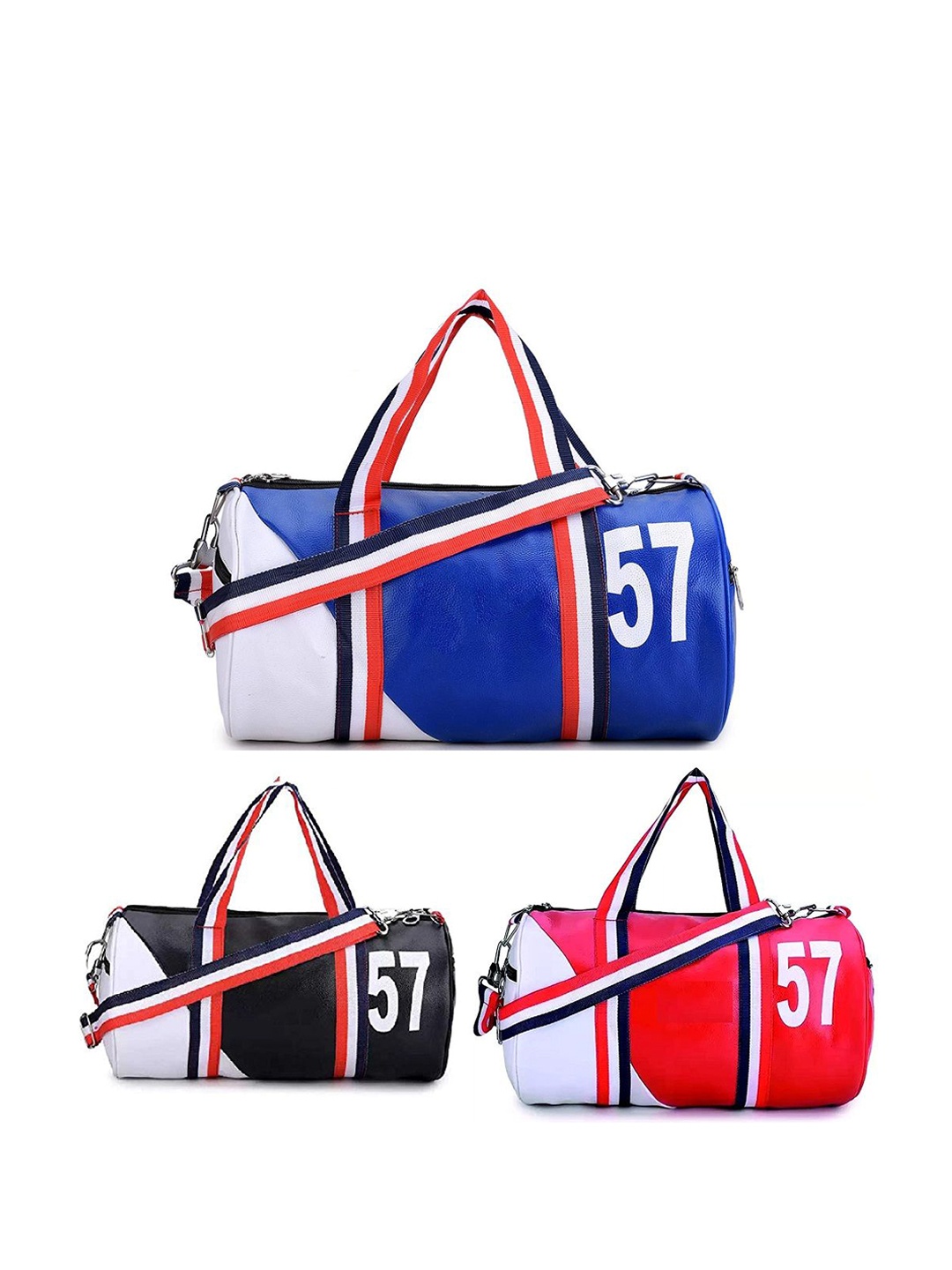 

GROUPERS Set of 3 Printed Medium Foldable Gym Duffel Bag, Black
